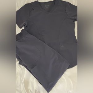 Pewter Grey Matching Nurse Scrub Set, Small